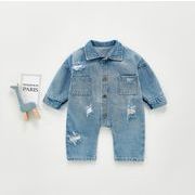秋新作　ベビーロンパース　ベビー服　子供服　デニム子供カバーオール　オールインワン カジュアル