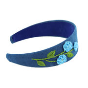 ヘアアクセサリー　カチューシャ　ヘアクリップ髪飾り　藍染め手作りハンドメイド刺繍 gzxn67