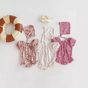 ins 夏新作　女の子　水着　スイミング　帽子付き　可愛い　花柄　水玉　ワンピース  ビーチ　温泉　女児