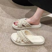 夏新品・プラットフォームクロスサンダル・韓国風・女性用靴・レジャー・厚底サンダル・2色