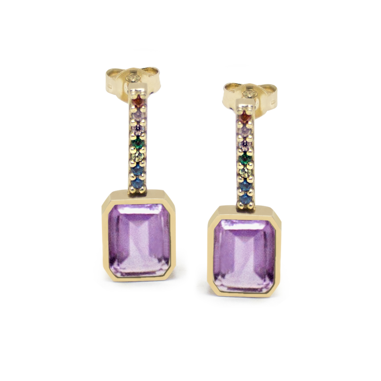 Luccichio Rainbow Amethyst Stud Earrings
