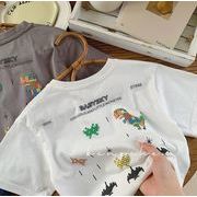 キッズ服     韓国風子供服    上着    恐竜半袖    Tシャツ