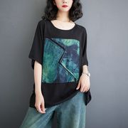 【予約223477】大きいサイズ春夏新作 韓国 レディース ファッションパッチワーク Tシャツ LL-4L