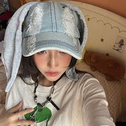ジーンズウサギキャップ　アイドルキャップ　夏レディースハット　韓国帽子