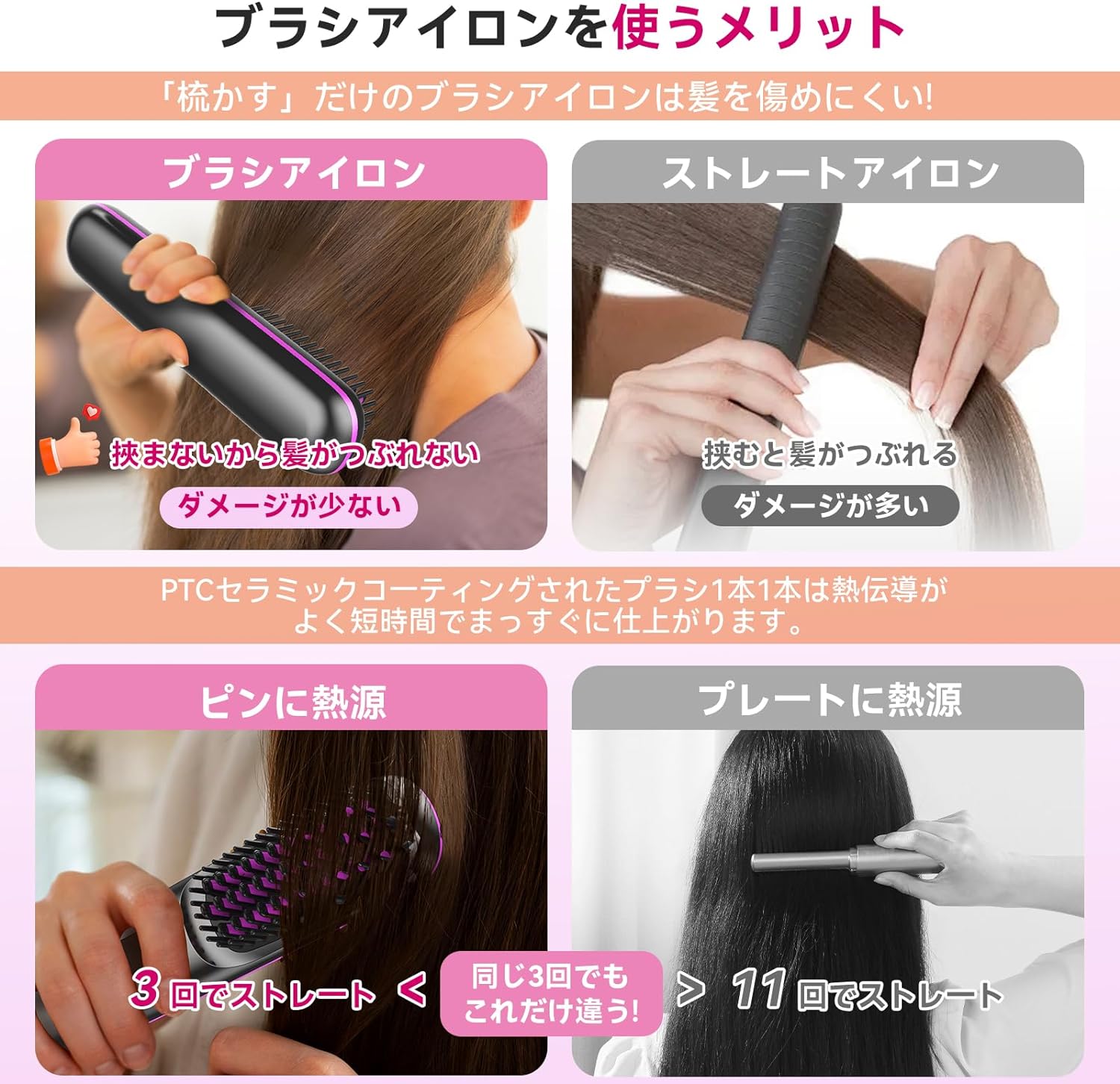 ヒートブラシ コードレス ブラシ型ヘアアイロン ストレートブラシ マイナスイオン ニューネクスト商事株式会社 | 卸売・  問屋・仕入れの専門サイト【NETSEA】