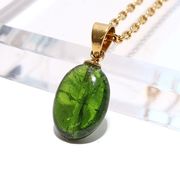 ペンダントトップ　クロムダイオプサイト　タンブル　ロシア産　ケース付き　ステンレス