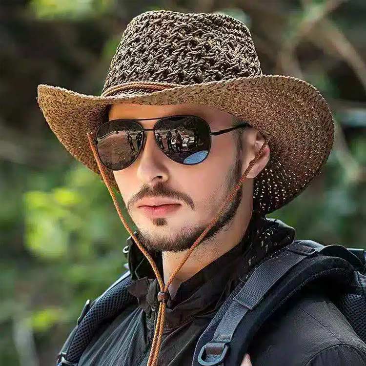 田中帽子店Alek（アレック）麦わら ウエスタン風ハット 紳士用帽子 田中帽子店：公式 男性 アウトドア 麦わら ビーチ帽 メンズ ボヘミアン ビーチ ハット 麦わら帽子 ホリデー 麦わら帽子 釣り帽 (色 : Colo