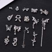 メタルパーツ ネイルジュエリー ネイルパーツ シルバー クリスタル ジェルネイル 蝶々 バタフライ リボン