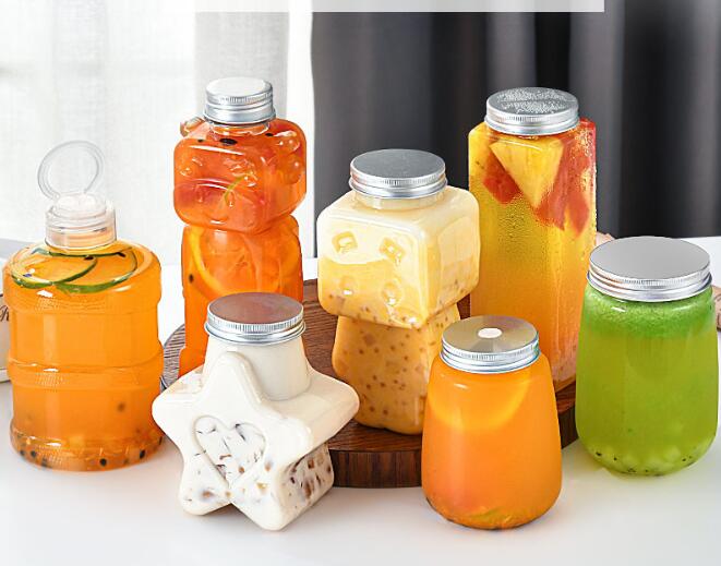 ドリンク ボトル 装飾 プラスチック デコパーツ収納 DIY 空 ハート形 キャンディ 瓶 コンテナ 蓋付き