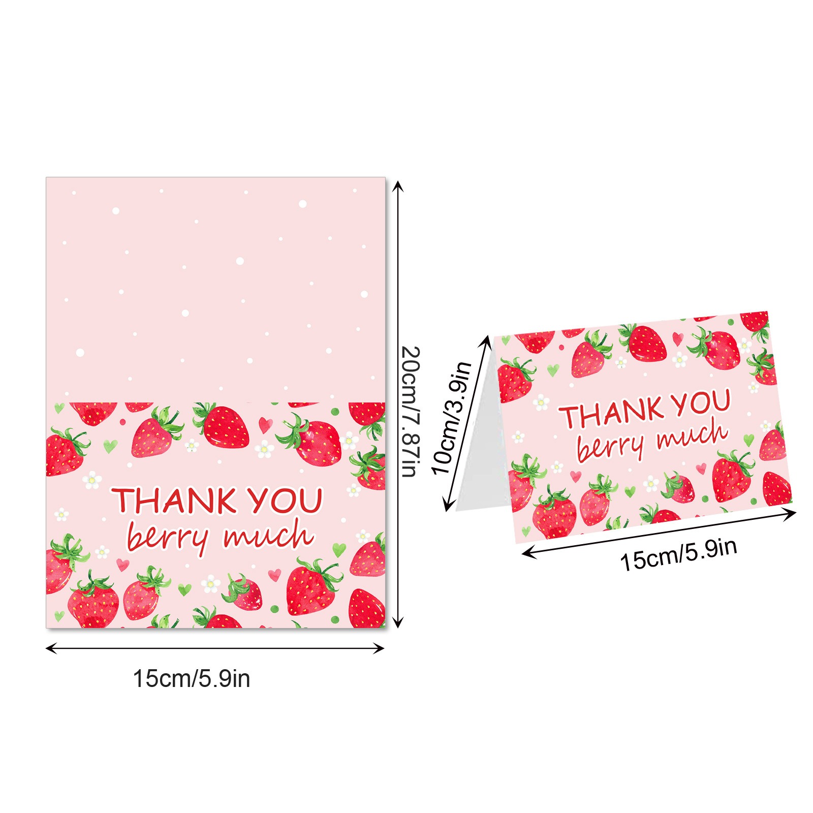 いちごページ　リクエスト5点 24 点セット いちご柄 カード Thank You イチゴグリーティング