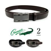全2色 CROCODILE クロコダイル レザー 穴なし フィットバックルベルト 本革 ロング