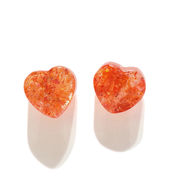 ピアス　サンストーン　ハート型　突き刺し　タンザニア産　ステンレス　シルバー