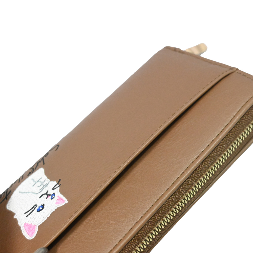 【ポインセチアです】やりくり財布　Wファスナー　長財布　　猫柄 sun0478-a1.jpg
