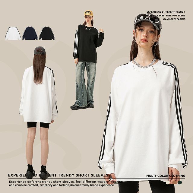メンズファッション スポーツ風 長袖 Tシャツ 男女兼用