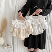 ★BaBy★　ベビーロンパース　66~90cm　レースフリル　フラワー柄　韓国ベビー服