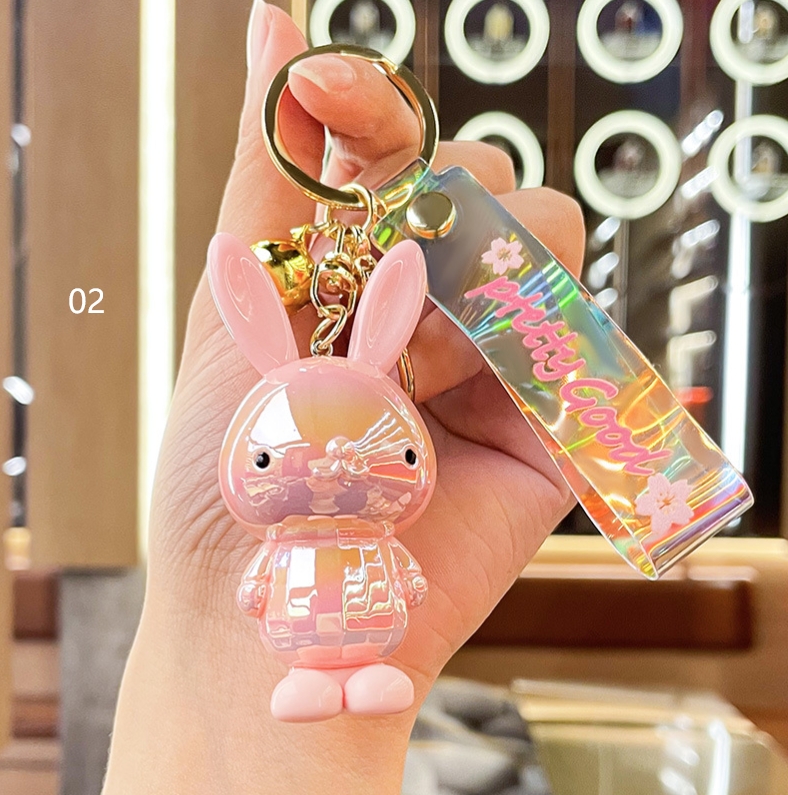 アクリル製カラフルうさぎキーホルダー かわいいカップルのカー