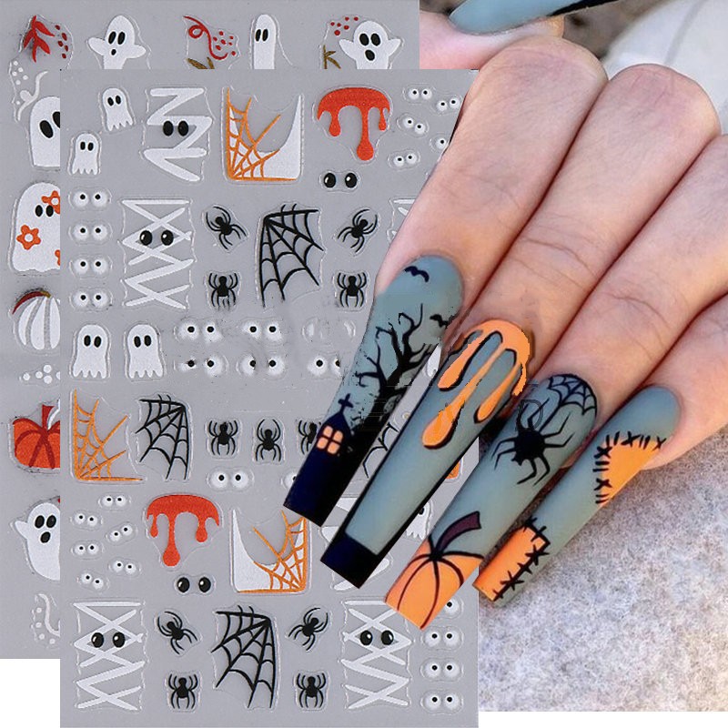 かぼちゃ 蜘蛛のす ハロウィン 仮装 個性的 ネイルシール ネイル