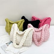 ★全5色★　大容量ポップコーントートバッグ　カラフルワッフル　エコバッグ　韓国バッグ