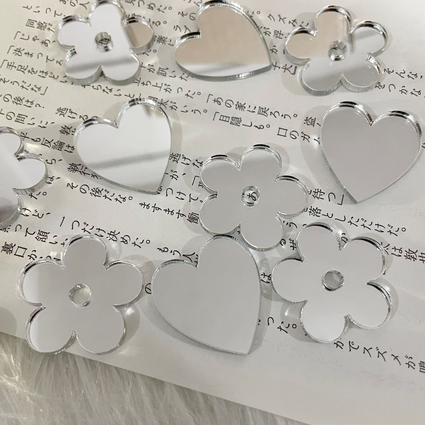 ハンドメイド アクセサリーパーツ 鏡 ミラー フラワー プレート ハート