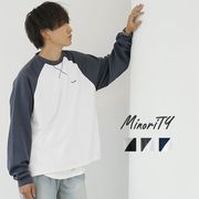 【ロンT】オーバーサイズ 配色ラグランスリーブ プレミアムカットソー ロンT／MinoriTY