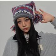 キャップ 小顔効果  帽子 ニット帽  毛糸 防寒 ファブリック