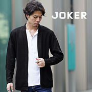 【カーディガン】千鳥柄 ニットソー ストレッチ ボタンレス ノーカラーカーデ カーディガン／joker