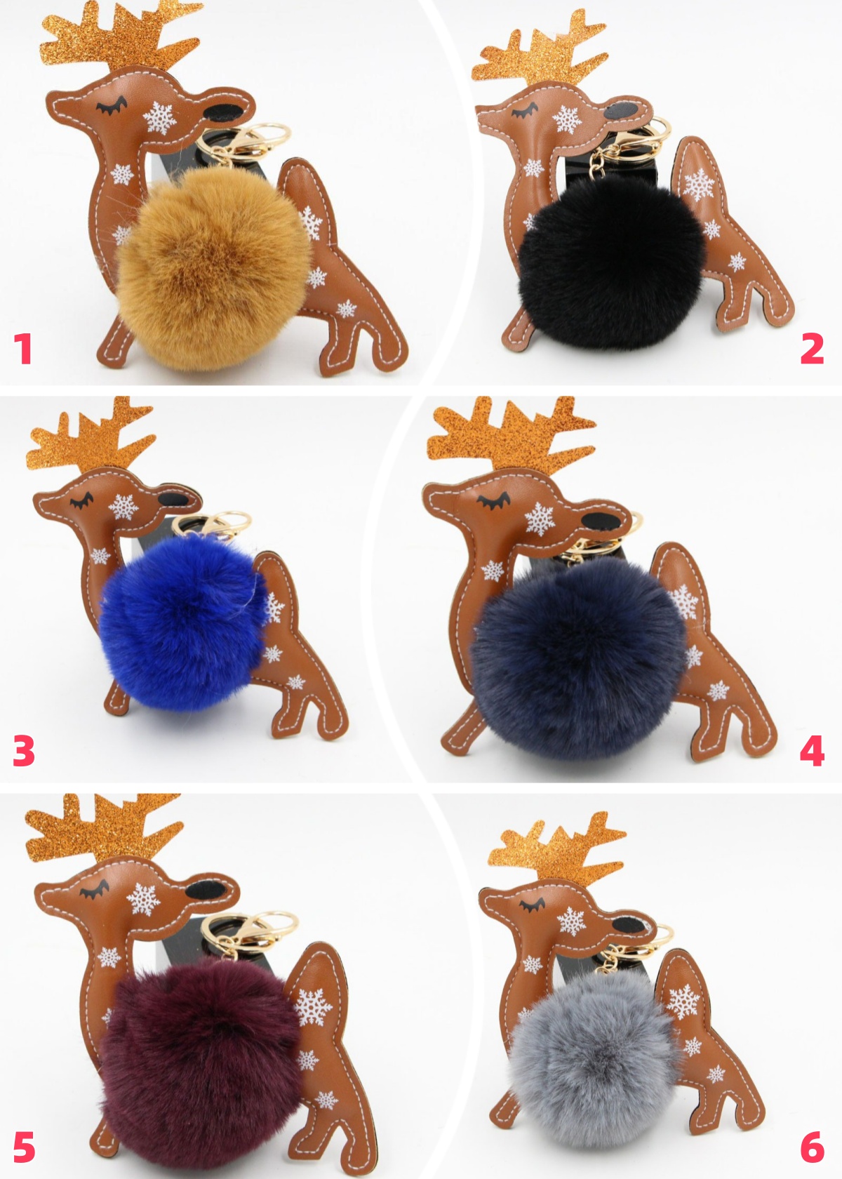 クリスマスヘラジカ、ぬいぐるみキーホルダー、 PUバッグペンダント