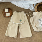 子供服　90~140cm　キッズパンツ　エプロ付きワイドパンツ　韓国キッズ服