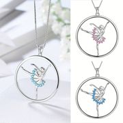 2色  バレエ少女ネックレス ファッション バレエアクセサリー ラインストーン バレエ少女 バレエネックレス