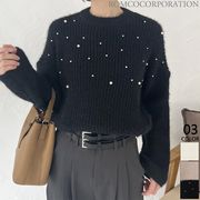 【2024新作商品♪】パール付きモヘアニットトップス