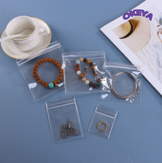 収納バッグ　アクセサリー収納　小物入れ　チャック付き　ジュエリーポーチ　ラッピング　PVC　12サイズ