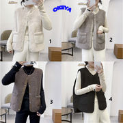 レディース服　トップス　ベスト　お出かけ　アウター　もこもこ　スナップ式　韓国風　秋冬新作　4色展開
