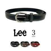 全3色　Lee リー PUレザー シングルピンバックル レイヤードベルト 幅3.5cm 合成皮革