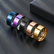 6色　8mm　光沢　ステンレスリング　メンズ　レディースリング　指輪　男女兼用　カップルリング