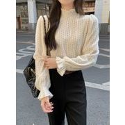 長袖トップス 切り替え 体型カバー 着痩せ sweet系