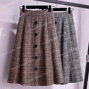 ウールスカート、 スカート、　ロングスカート、チェック柄スカート