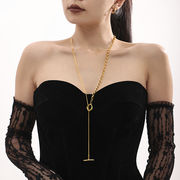 ステンレスバイカラーネックレス　アクセサリー　18kコーティング　レディース　金属アレルギー対応