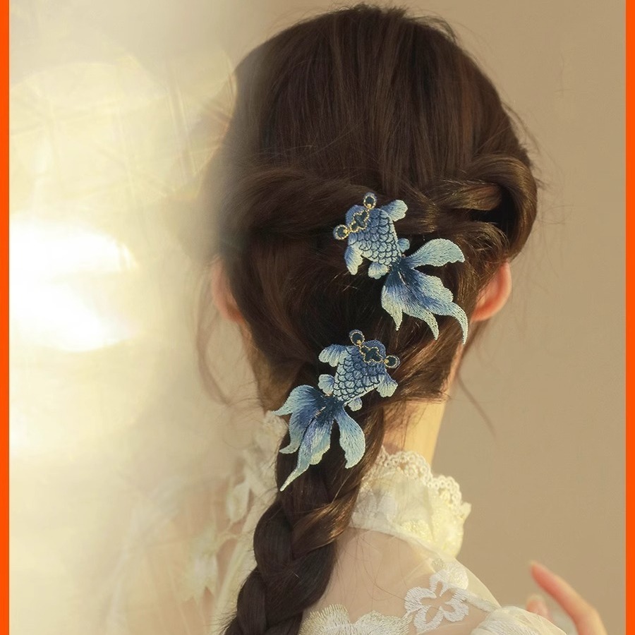 2個セット 金魚ヘアクリップ 和風和装 金魚髪飾り レディース