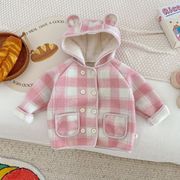 2024秋冬子供服 可愛い 裏起毛 厚手 フード付けコート 韓国風子供服 ベビー服 防寒 温かい トップス