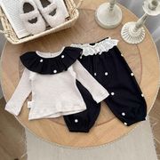 2025春秋子供服 可愛い 花柄 インナーシャツ&パンツ セットアップ 韓国風子供服 トップス ボトムス