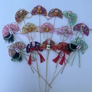 お正月グッズ新作木製プレートピック花扇 装飾