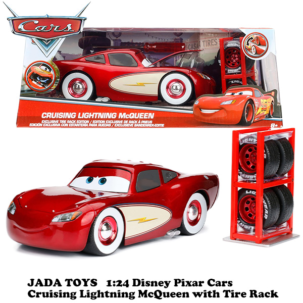 1:24 DISNEY PIXAR CARS Cruising Lightning McQueen with Tire Rack 【 カーズ 】ミニカー