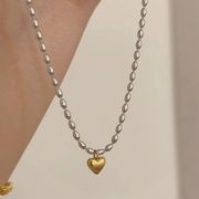 ステンレスハートネックレス　アクセサリー　金属アレルギー対応　INS　デザイン　18Kコーティング