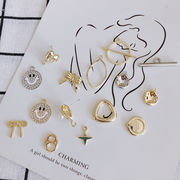 板ダルマ アクセサリーパーツ ビーズ用 フレーム パーツ メタルパーツ 金具 ポストピアス スマイル メタル