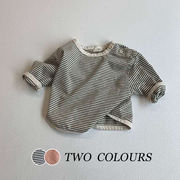 【キッズ春秋新作】韓国風子供服　ベビー服　長袖シャツ　Ｔシャツ　ボーダー柄　可愛い