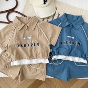 【2023夏】日焼け止めジャケット＋短パン韓国風子供服 おしゃれ 半袖 セットアップ