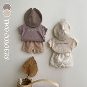 【KID】韓国風子供服　ベビー服　　英字半袖Ｔシャツ　無地　夏服