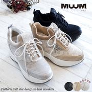 【2025年梅春/再入荷】MUUM ミドルカット ダッド 厚底 グリッター 星 ファスナー 紐 ラウンドトゥ 3e