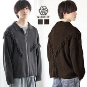 【アウター】フリンジ フルジップアップ ニットブルゾン／MinoriTY