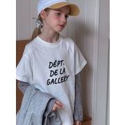 2025年新作 春 女の子 プリント柄 フェイクレイヤード セットアップ 子供用